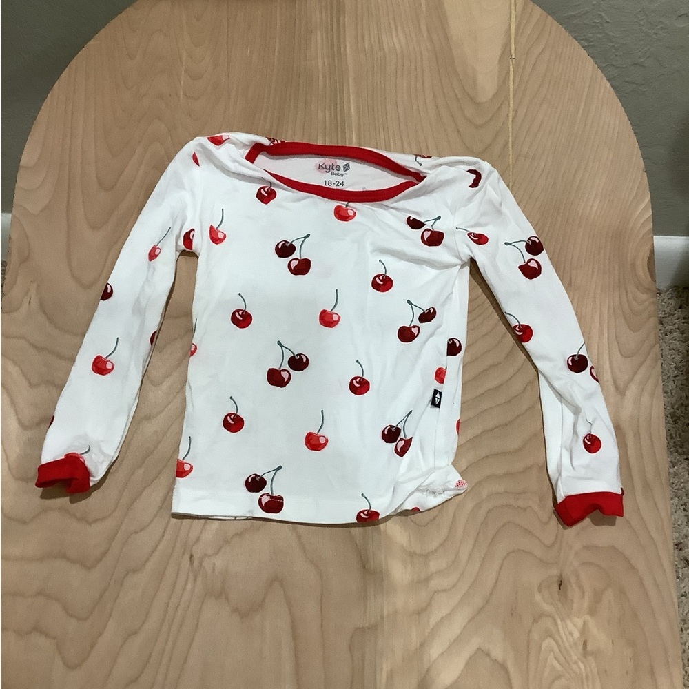 Cherry Print PJ Set - White and Red